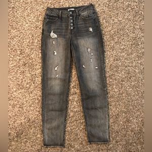 Ivy + Main button high waist distressed skinny jeans